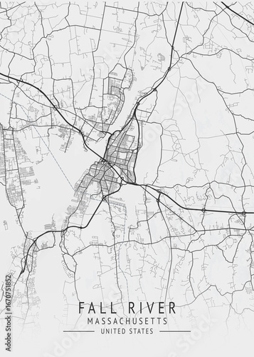 Fall River - Massachusetts - US Gray Map Art
