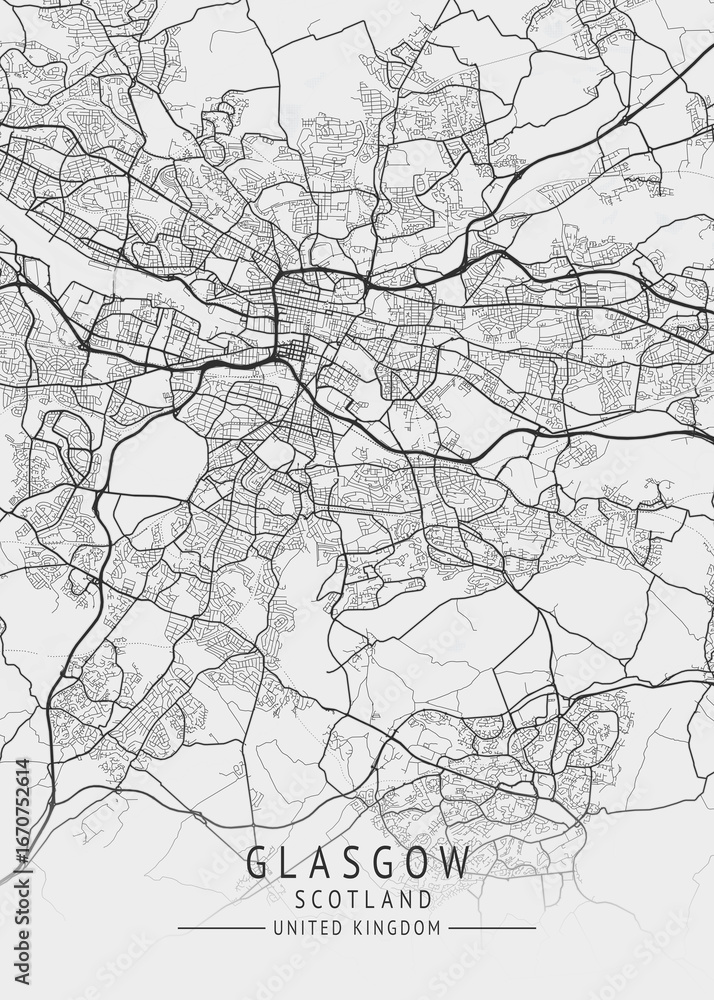 Fototapeta premium Glasgow - Scotland UK Gray City Map_453