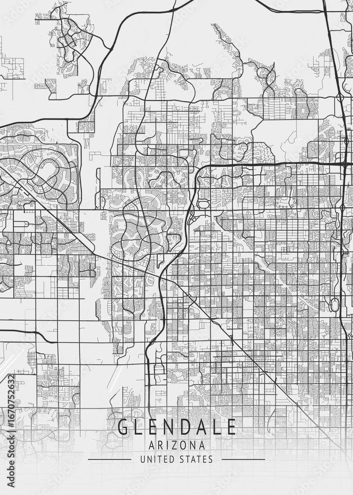 Naklejka premium Glendale - Arizona - US Gray Map Art