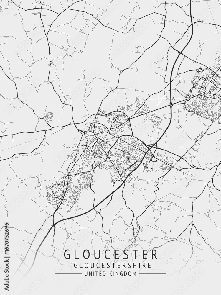 Obraz premium Gloucester - Gloucestershire UK Gray City Map_004
