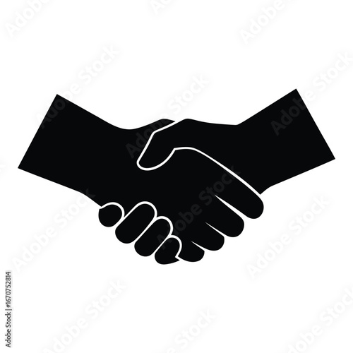 Silhouette of two hands shaking in a partnership agreement and business deal symbol silhouette