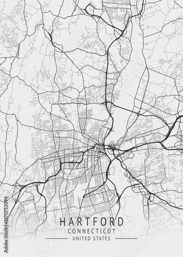 Hartford - Connecticut - US Gray Map Art