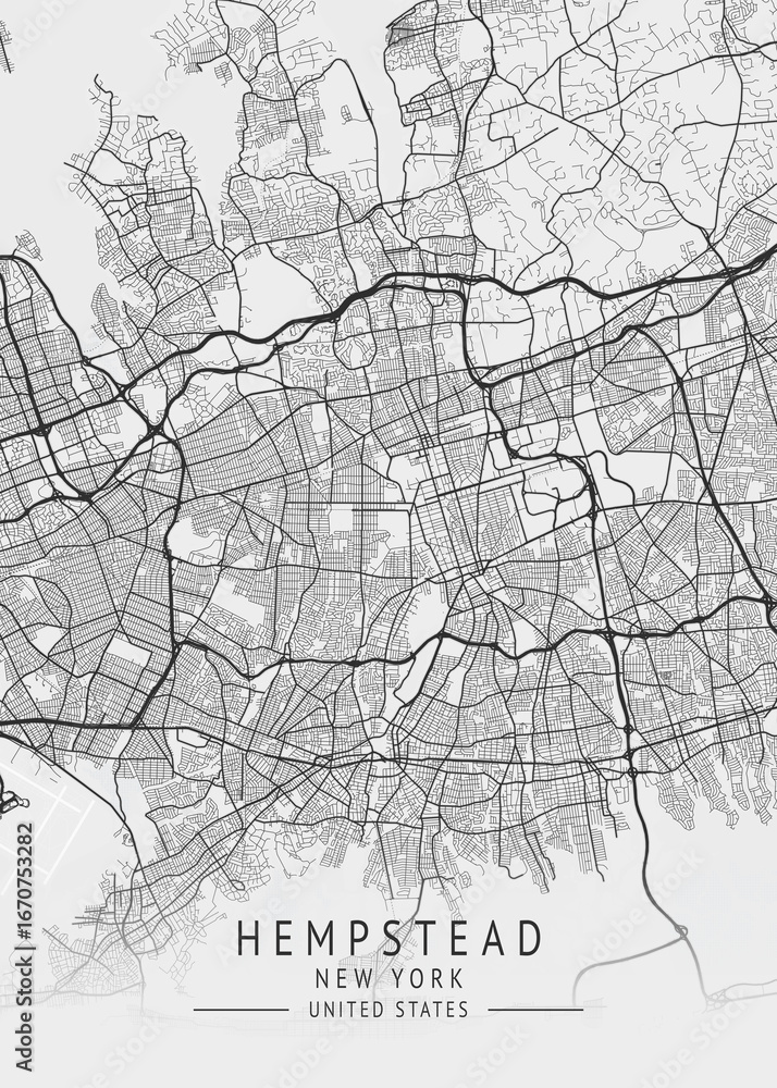 Fototapeta premium Hempstead - New York - US Gray Map Art