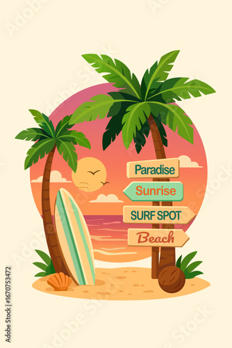 Summer paradise vector illustration