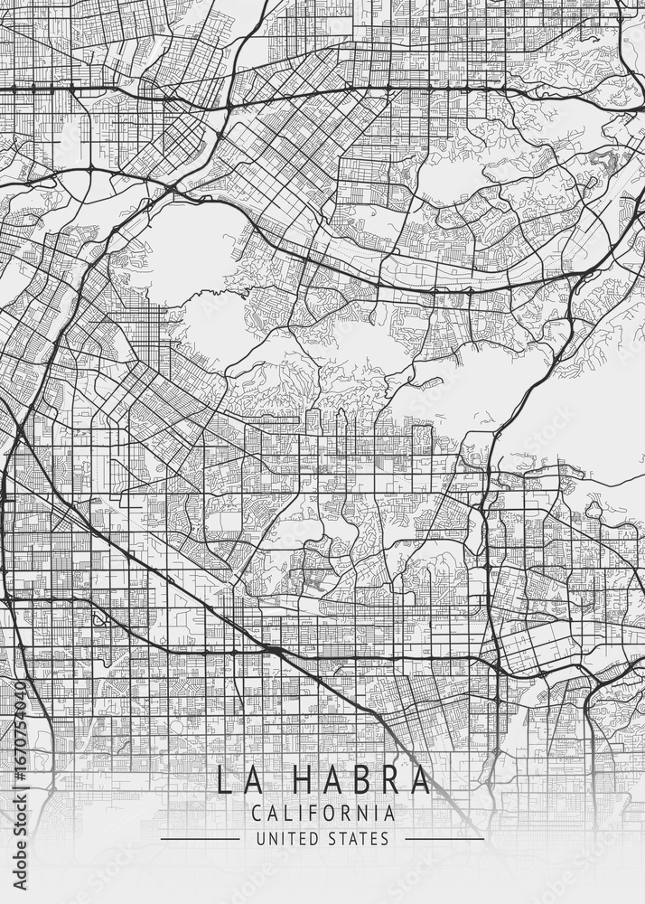 Fototapeta premium La Habra - California - US Gray Map Art