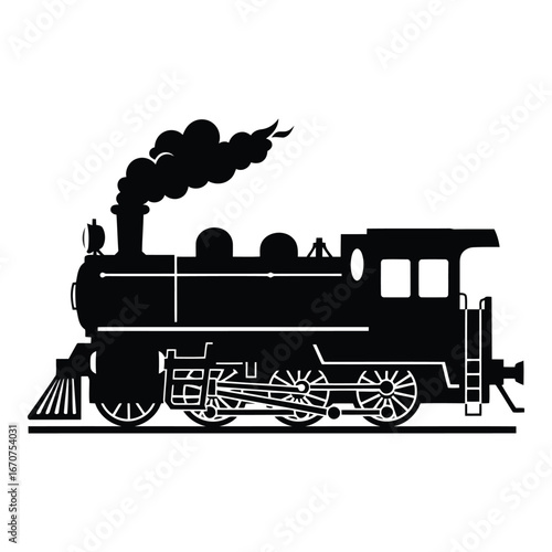 Classic steam locomotive silhouette exuding nostalgia and industrial heritage silhouette