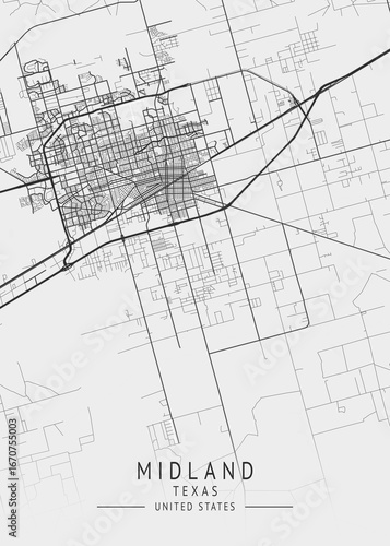 Photography Midland - Texas - US Gray Map Art