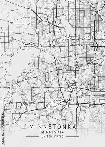 Minnetonka - Minnesota - US Gray Map Art