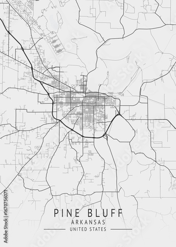 Pine Bluff - Arkansas - US Gray Map Art