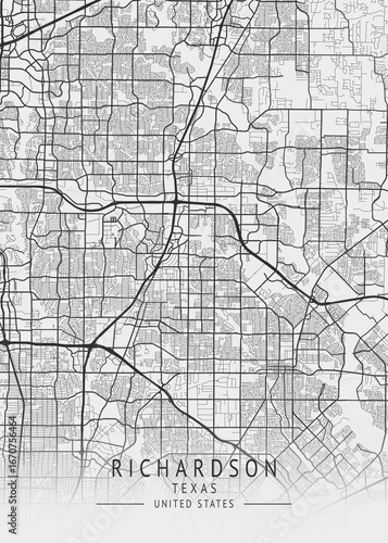 Richardson - Texas - US Gray Map Art
