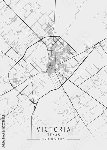 Victoria - Texas - US Gray Map Art