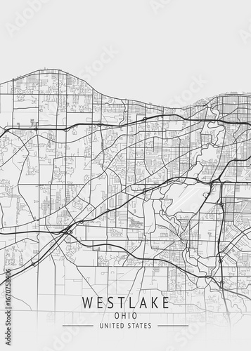 Westlake - Ohio - US Gray Map Art
