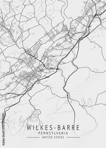 Wilkes-Barre - Pennsylvania - US Gray Map Art