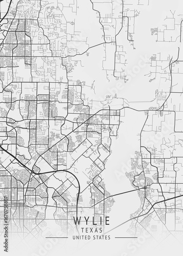Wylie - Texas - US Gray Map Art