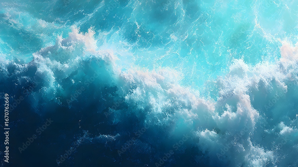 Fototapeta premium Powerful ocean waves with vibrant turquoise water, displaying the dynamic force of nature's raw energy.