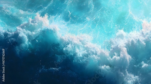 Wallpaper Mural Powerful ocean waves with vibrant turquoise water, displaying the dynamic force of nature's raw energy. Torontodigital.ca