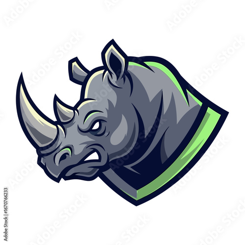 The Fierce Rhino: A formidable rhino, embodying strength and power, is illustrated in vivid detail. This striking design is perfect for branding and expressing a powerful and dynamic character.