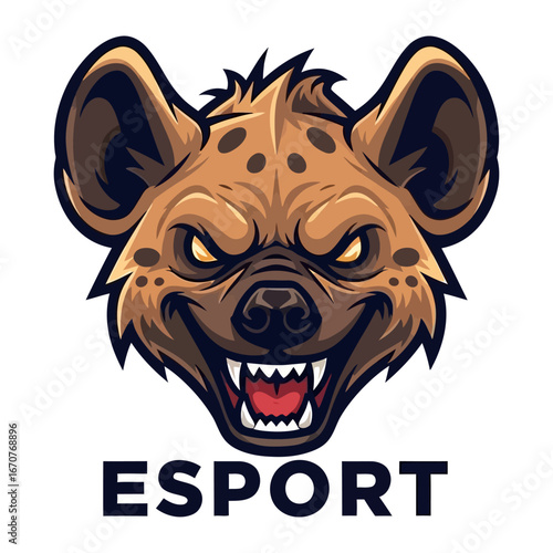 Esport Logo: A menacing hyena smiles ferociously. 