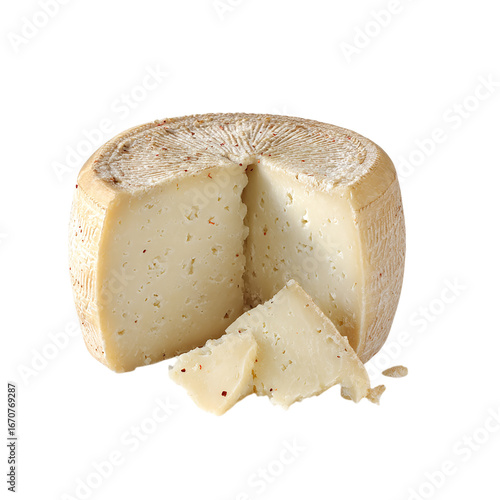 Wallpaper Mural A Round of Pecorino Cheese Sliced and Ready isolated on transparent background Torontodigital.ca