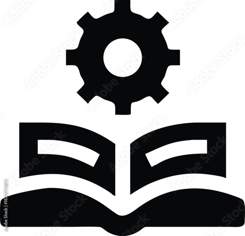Book with Gear Icon Knowledge and Technology Vector Illustration