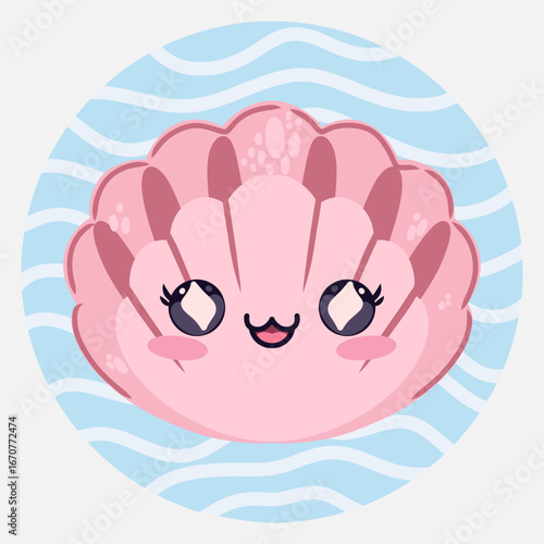 Cute kawaii  in cartoon style. Funny sea character for children's designs, posters, stickers and printed products