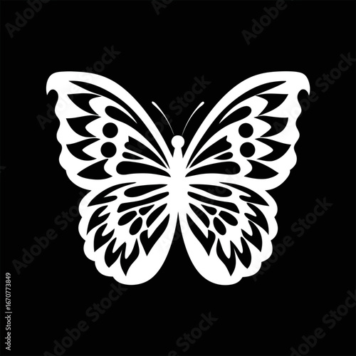 Beautiful butterfly vector with spread wings on a dark background, perfect for dreamlike posters and inspirational designs.