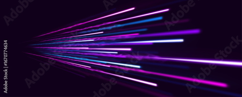 Laser beams and cyber waves flow along the track, enhancing speed and motion. Bright flares and abstract sparks highlight the high-tech aesthetic.