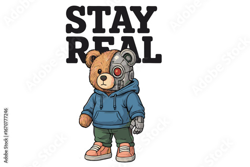Cybear in hoodie and sneakers promotes self-acceptance with a playful twist in urban style