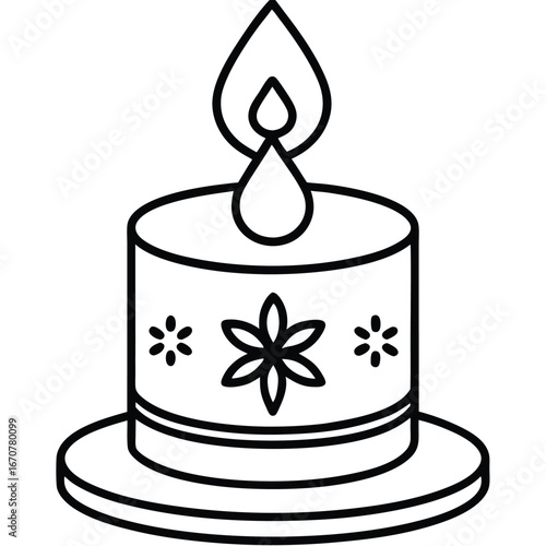 winter candle holder line art icon