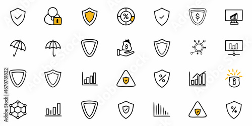 Secure your assets with confidence protecting financial data and business growth through reliable security icons and analytics visuals