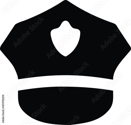Police Cap Silhouette Icon Vector