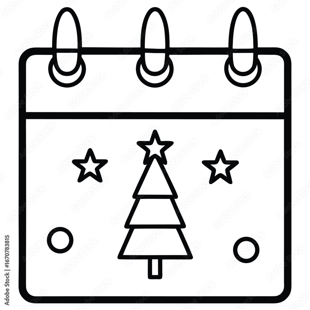Fototapeta premium christmas calendar line art icon