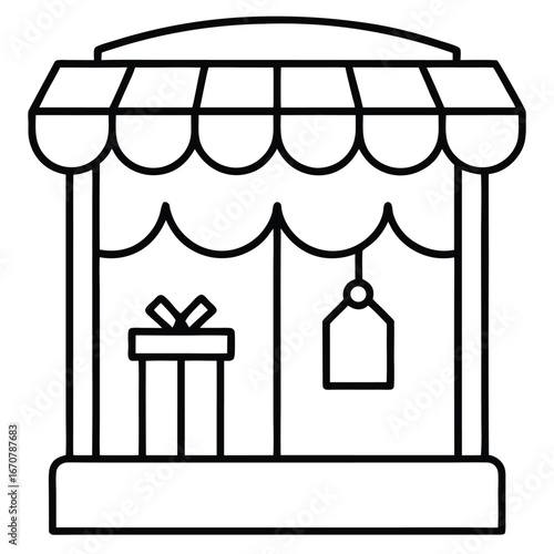 holiday shop window line art icon