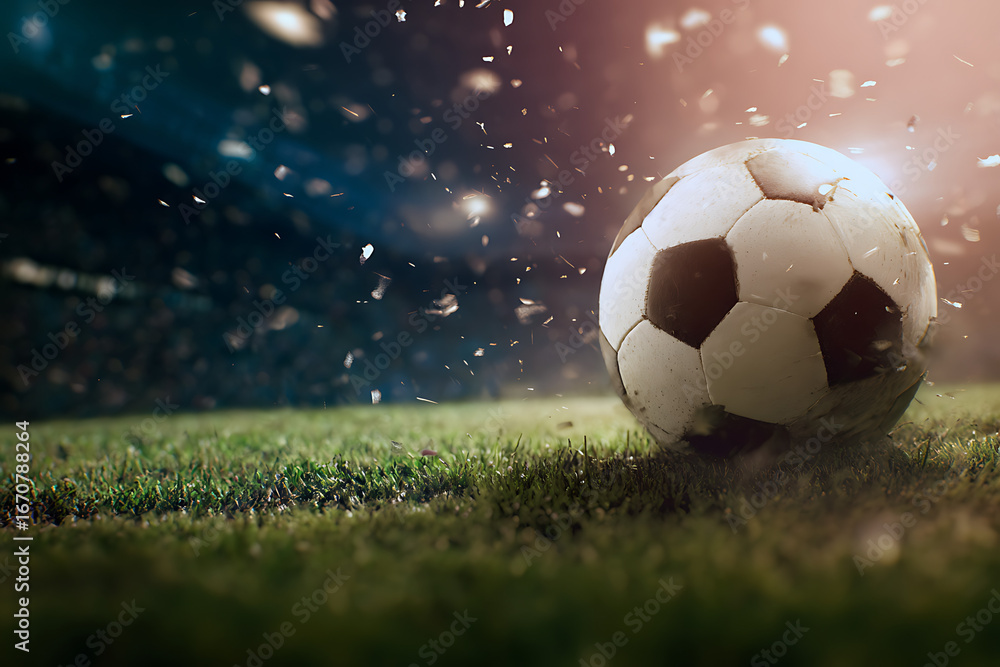 Fototapeta premium soccer ball on fire