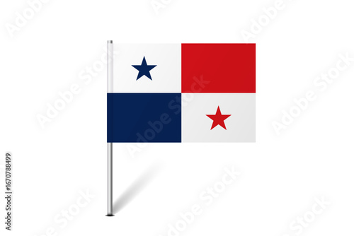 Panama flag - map pin flag representing a country cultural identity and heritage. The essence of national pride and unity. Map pin flag stuck in a white background