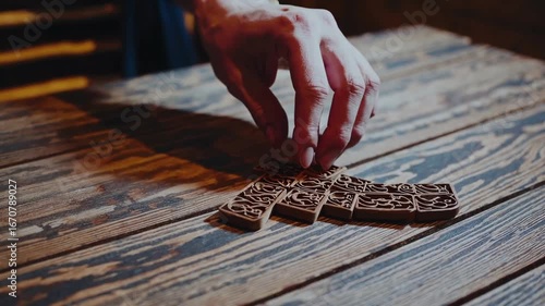 gameplay of russian biryulki board game close up gameplay of russian biryulki board game close up on rural table