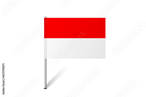 Indonesia flag - map pin flag representing a country cultural identity and heritage. The essence of national pride and unity. Map pin flag stuck in a white background