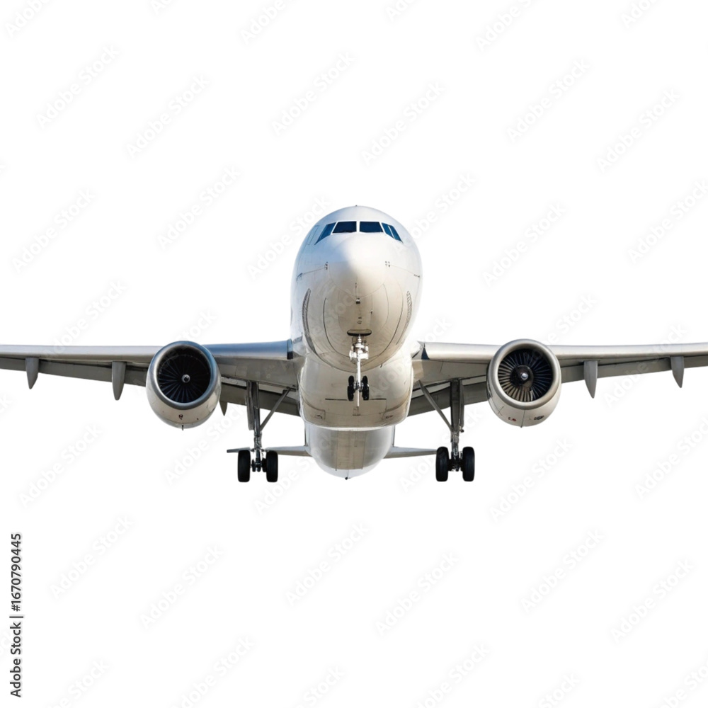 Fototapeta premium Low angle view of a modern commercial airplane ascending against a dark sky