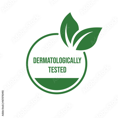 Dermatology tested logo template illustration. Suitable for package product. Dermatology tested sign, logo, badge, icon, sticker, label, emblem, stamp, symbol, black, line, flat vector.