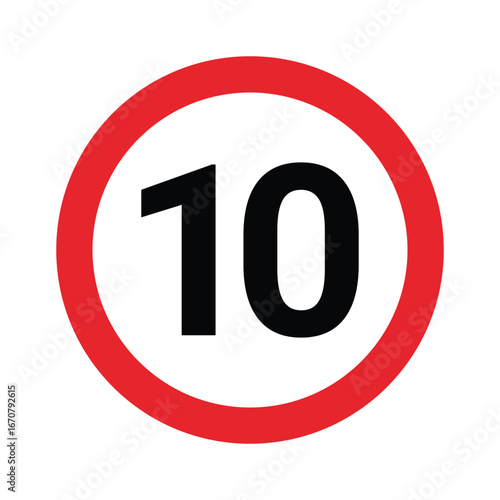 Speed limit sign 10 km h icon. Road signs with speed limit warnings. depicting speed limits ranging. Circular road signs. traffic sign.  the way forward symbol