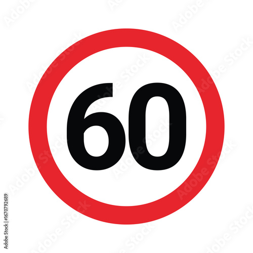 Speed limit sign 60 km h icon. Road signs with speed limit warnings. depicting speed limits ranging. Circular road signs. traffic sign.  the way forward symbol