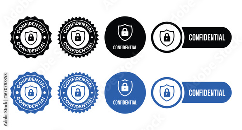 Confidential logo template illustration. Confidential sign, logo, badge, icon, sticker, label, emblem, stamp, symbol, black, line, flat vector, isolated illustration.