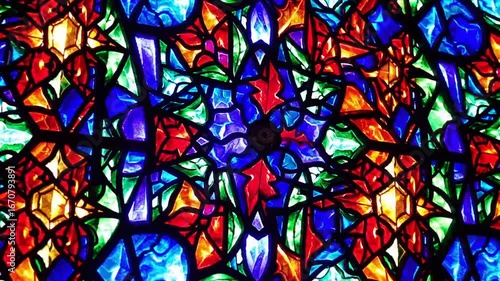 Vibrantly Illuminated Stained Glass Panels in Multitude of Colors
