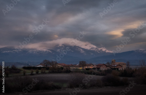 Sunset on Mount Gorbea in winter