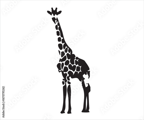 Black silhouette of a giraffe, symbolizing wildlife and nature.