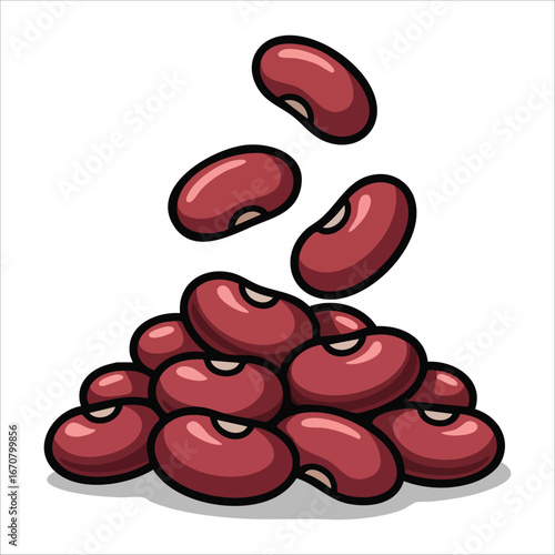 plump red kidney beans isolated on white background vector