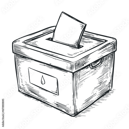 Voting box for democratic elections and civic engagement. Vector illustration