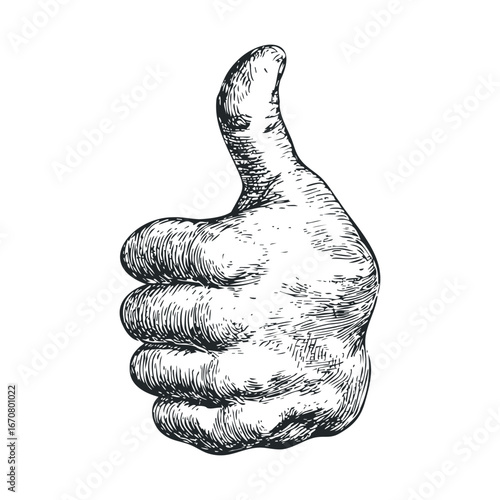 Hand gesture of approval with a thumbs up symbol for encouragement. Vector illustration