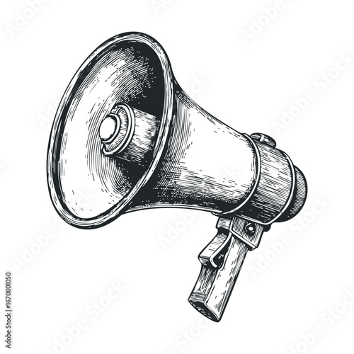 Vintage loudspeaker device for announcements and events. Vector illustration