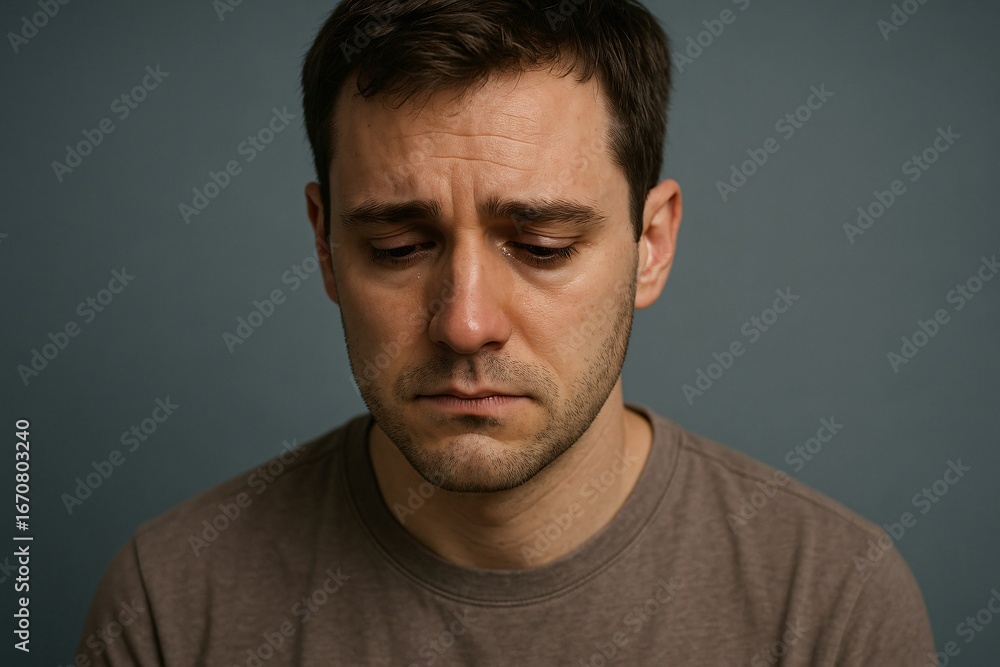 Fototapeta premium Sad Expression - Caucasian Male Close-Up Portrait